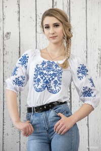 Koszula Folk z haftem krzyżykowym